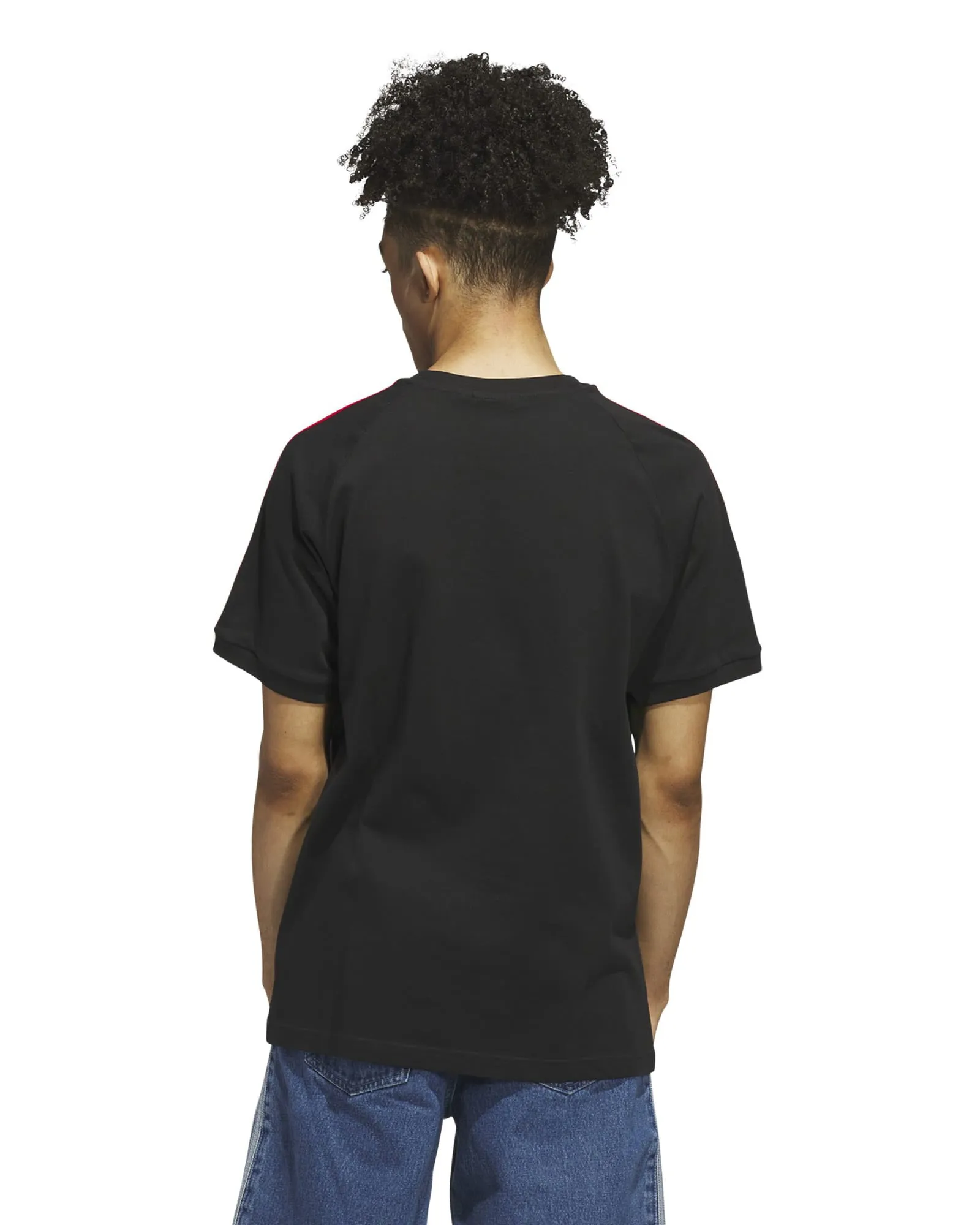 Adidas 3 Stripes Panel Tee - Black / Collegiate Green