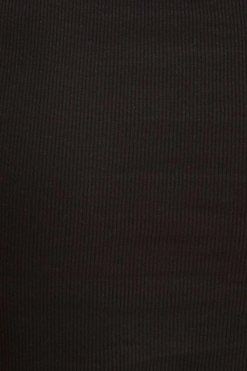 Black Baby Tee Crop Crew Neck Short Sleeve Rib