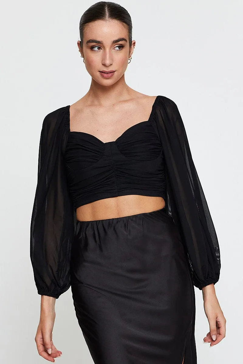 Black Crop Top Long Sleeve