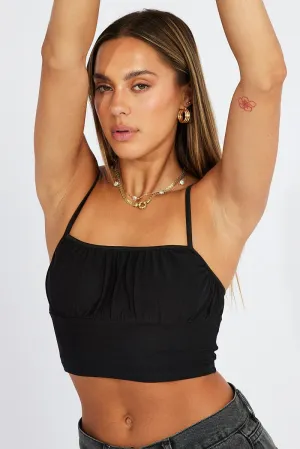 Black Crop Top Singlet Mesh