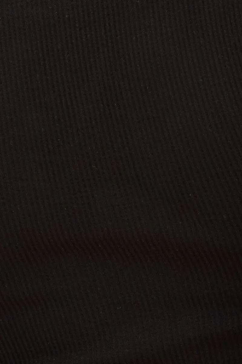 Black Seamless T-Shirt Crop Short Sleeve Square Neck