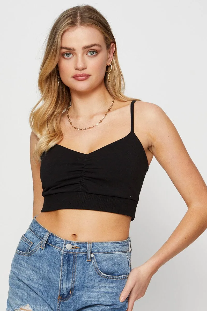 Black Singlet Bralette Crop
