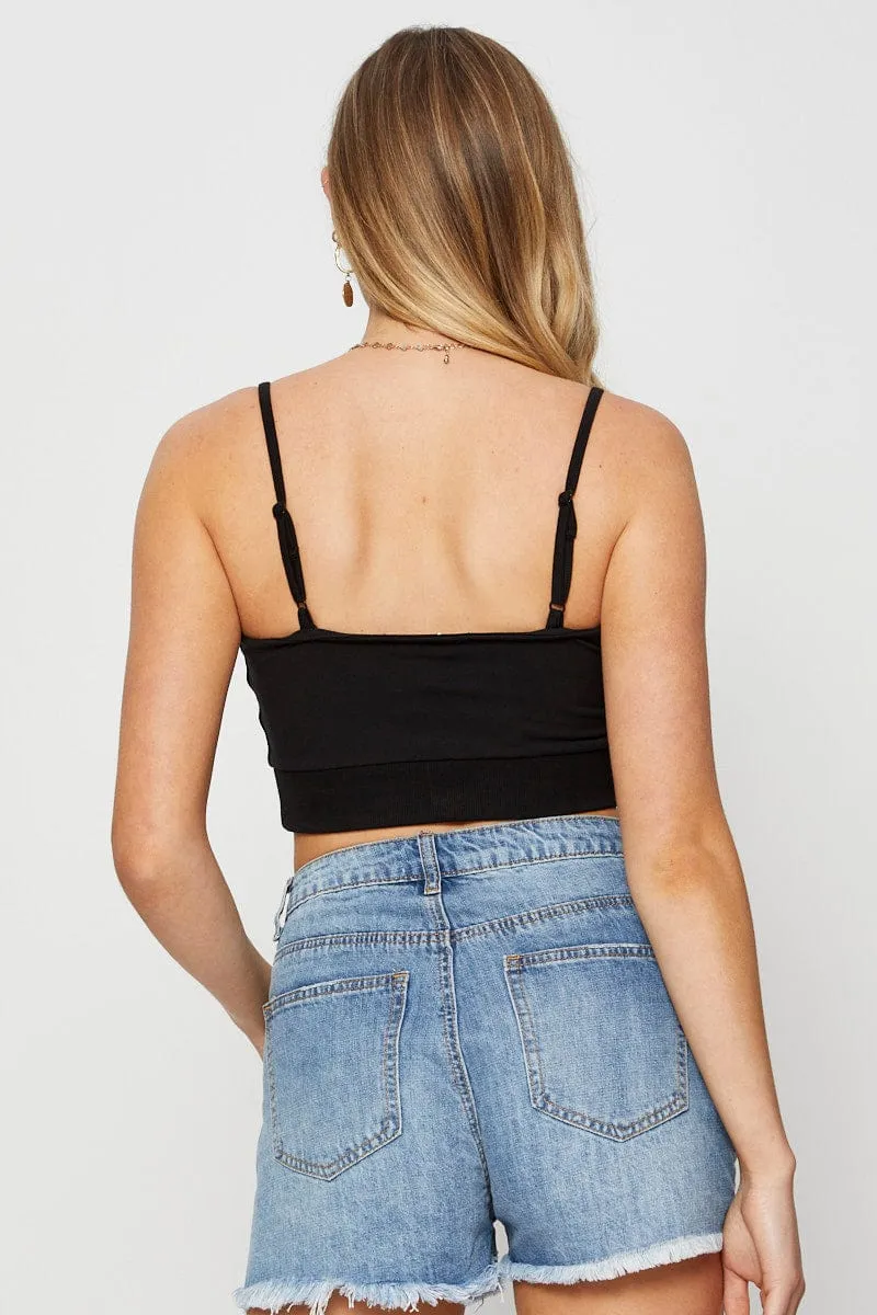 Black Singlet Bralette Crop