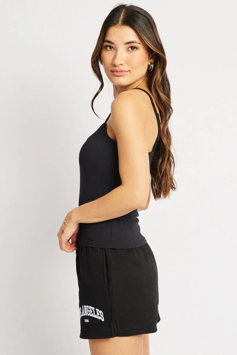 Black Singlet Top Supersoft