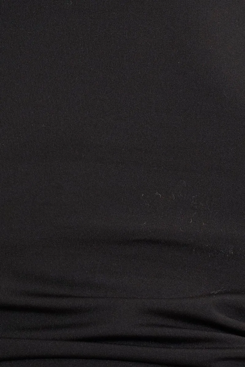 Black Slinky Jersey Racer Style Ruche Side With Drawcord