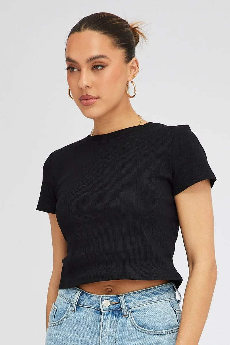 Black T Shirt Short Sleeve Crew Neck