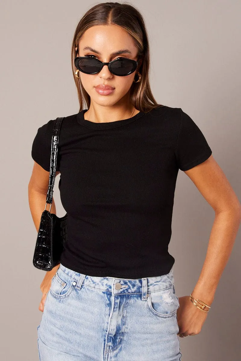 Black T Shirt Short Sleeve Crew Neck