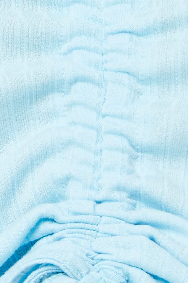 Blue Crop Top Long Sleeve