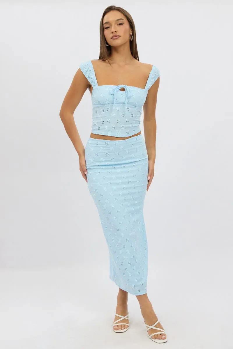 Blue Eyelet Top Sleeveless