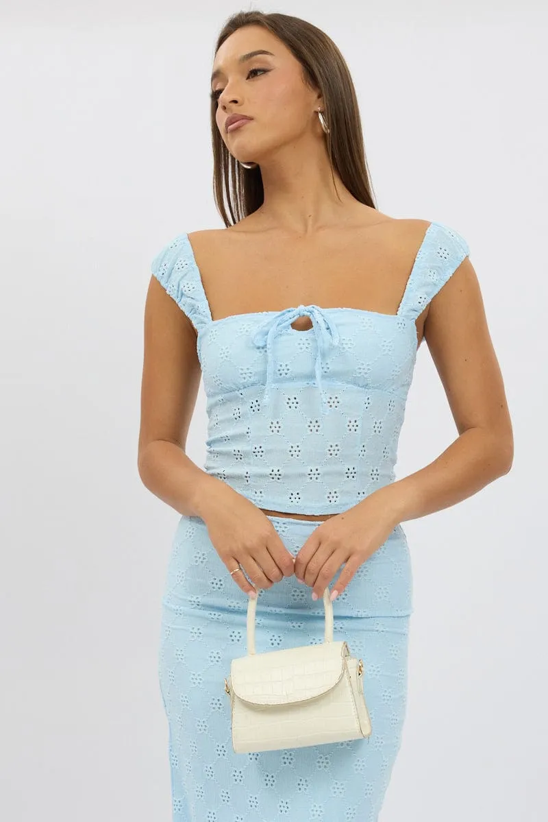 Blue Eyelet Top Sleeveless