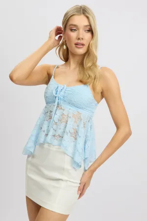 Blue Singlet Top Lace