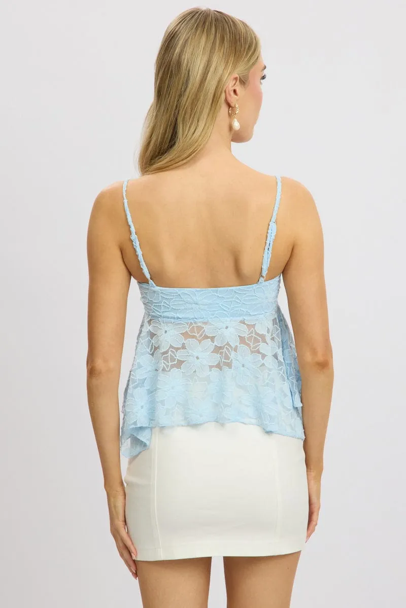 Blue Singlet Top Lace