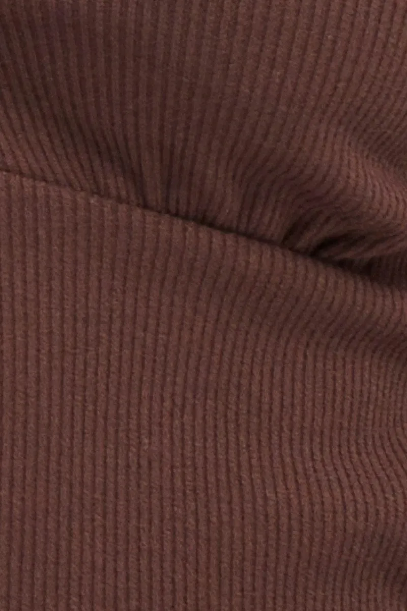 Brown Crop Top Long Sleeve