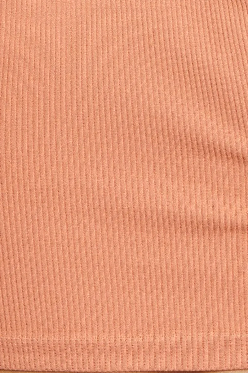 Brown Rib Top Seamless Crop