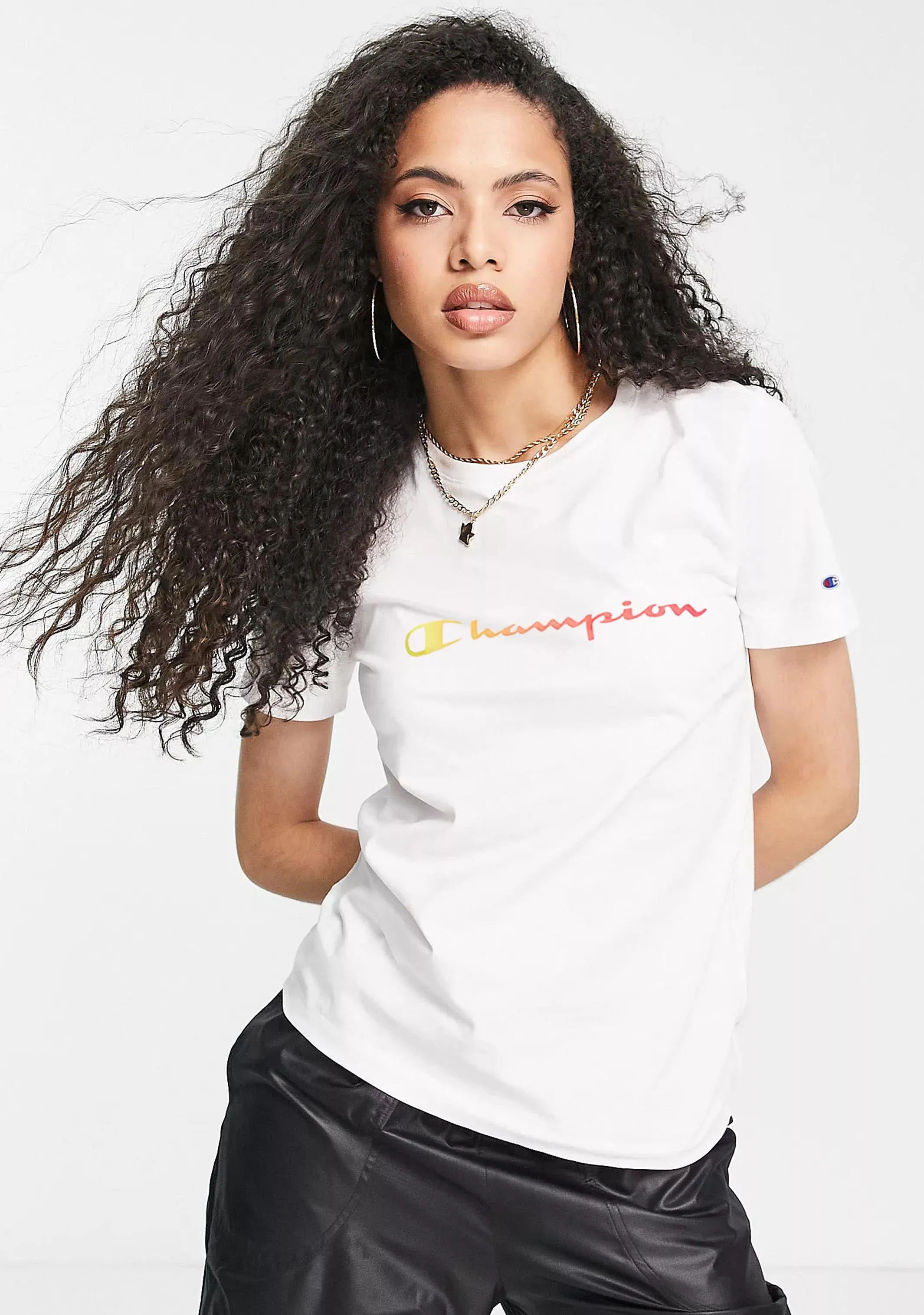 Champion Women's Ombre Script Short Sleeve Tee White