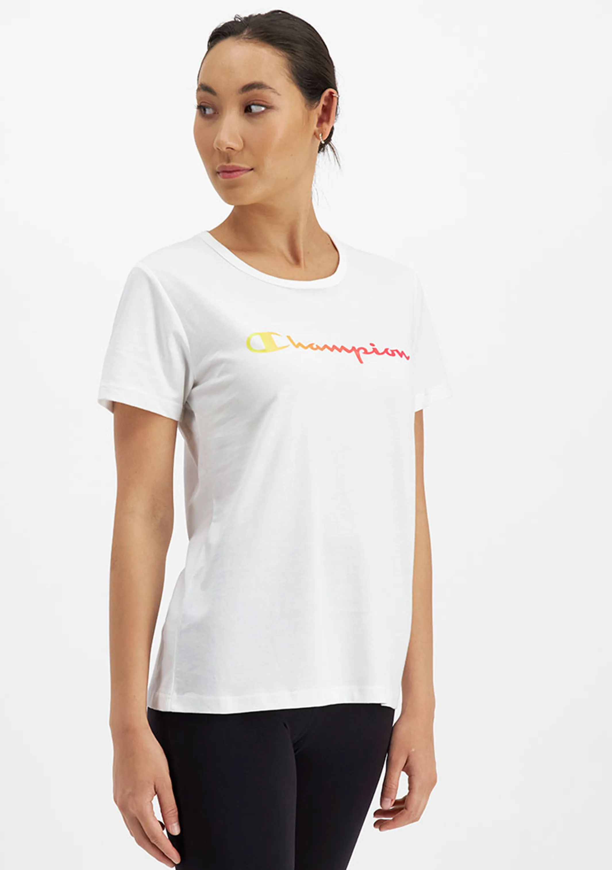 Champion Women's Ombre Script Short Sleeve Tee White