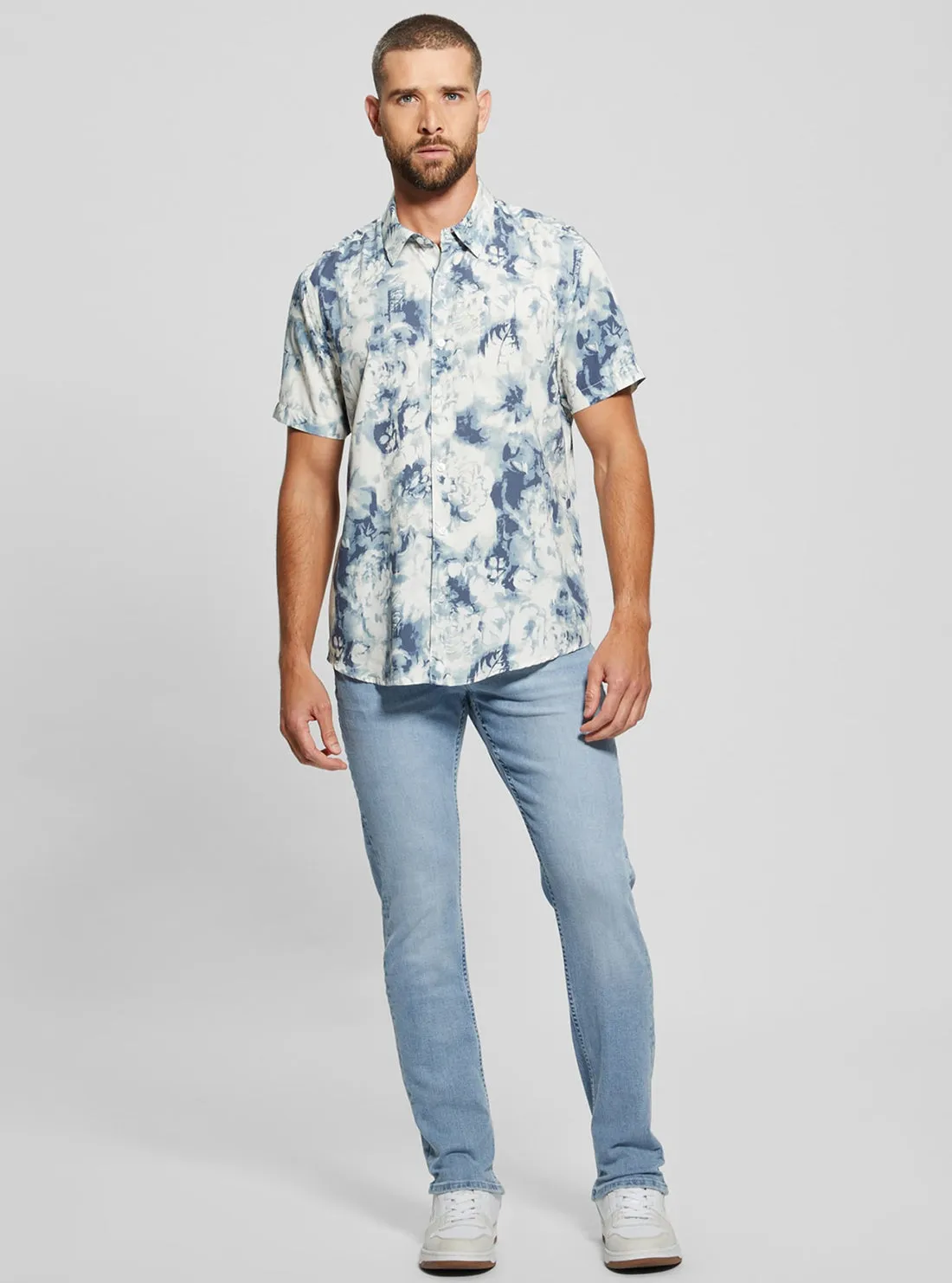 Floral Blue Wayco Short Sleeve Shirt