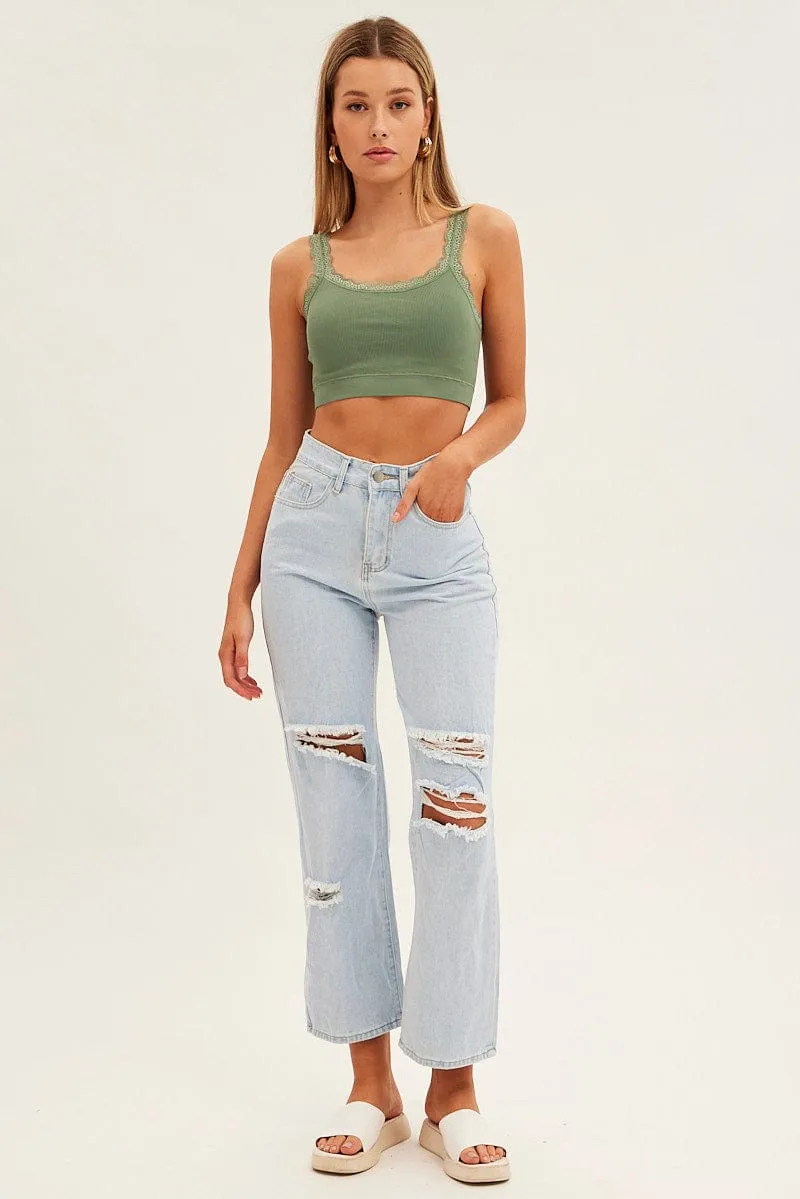 Green Bralette Top Seamless