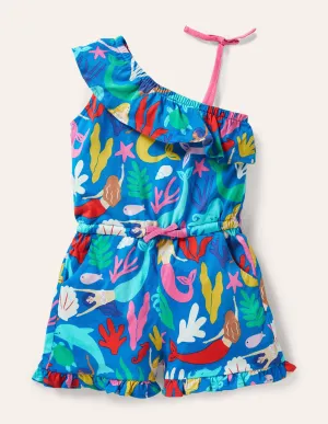 Jersey One Shoulder Playsuit-Blue Mermaids
