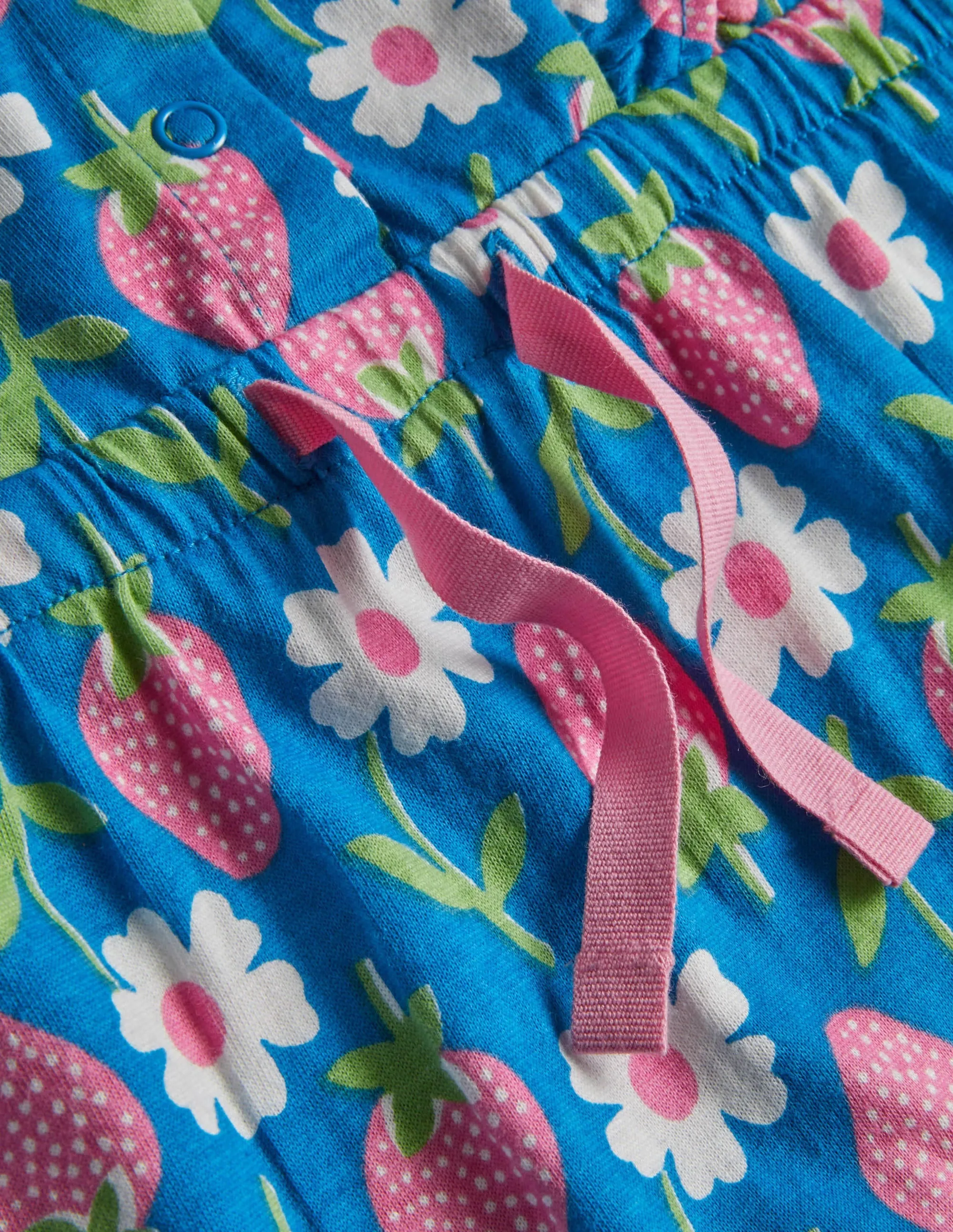 Jersey Ruffle Playsuit-Bright Marina Blue Strawberry