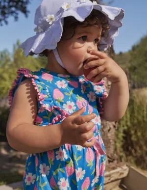 Jersey Ruffle Playsuit-Bright Marina Blue Strawberry