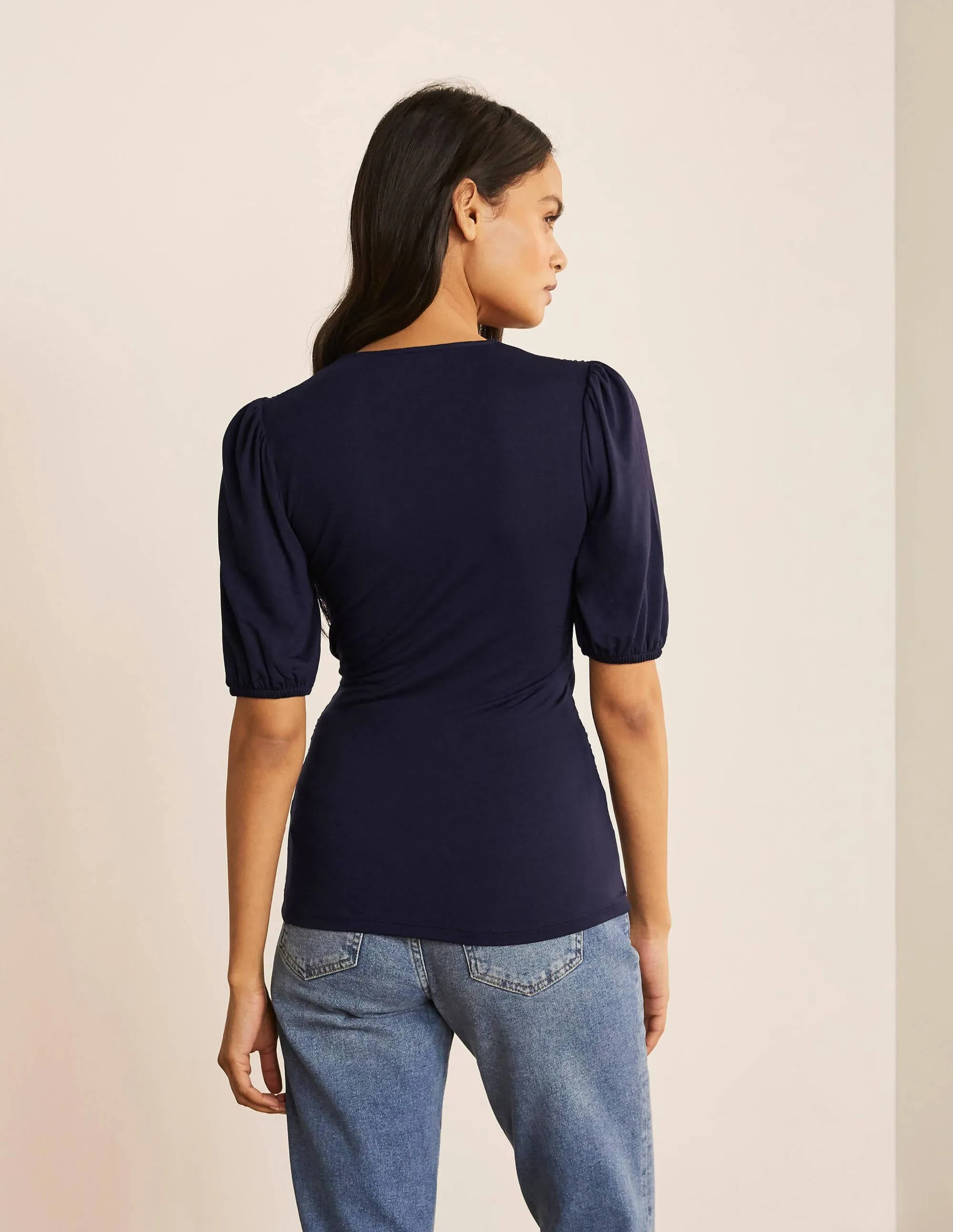 Joanna Wrap Top-Navy
