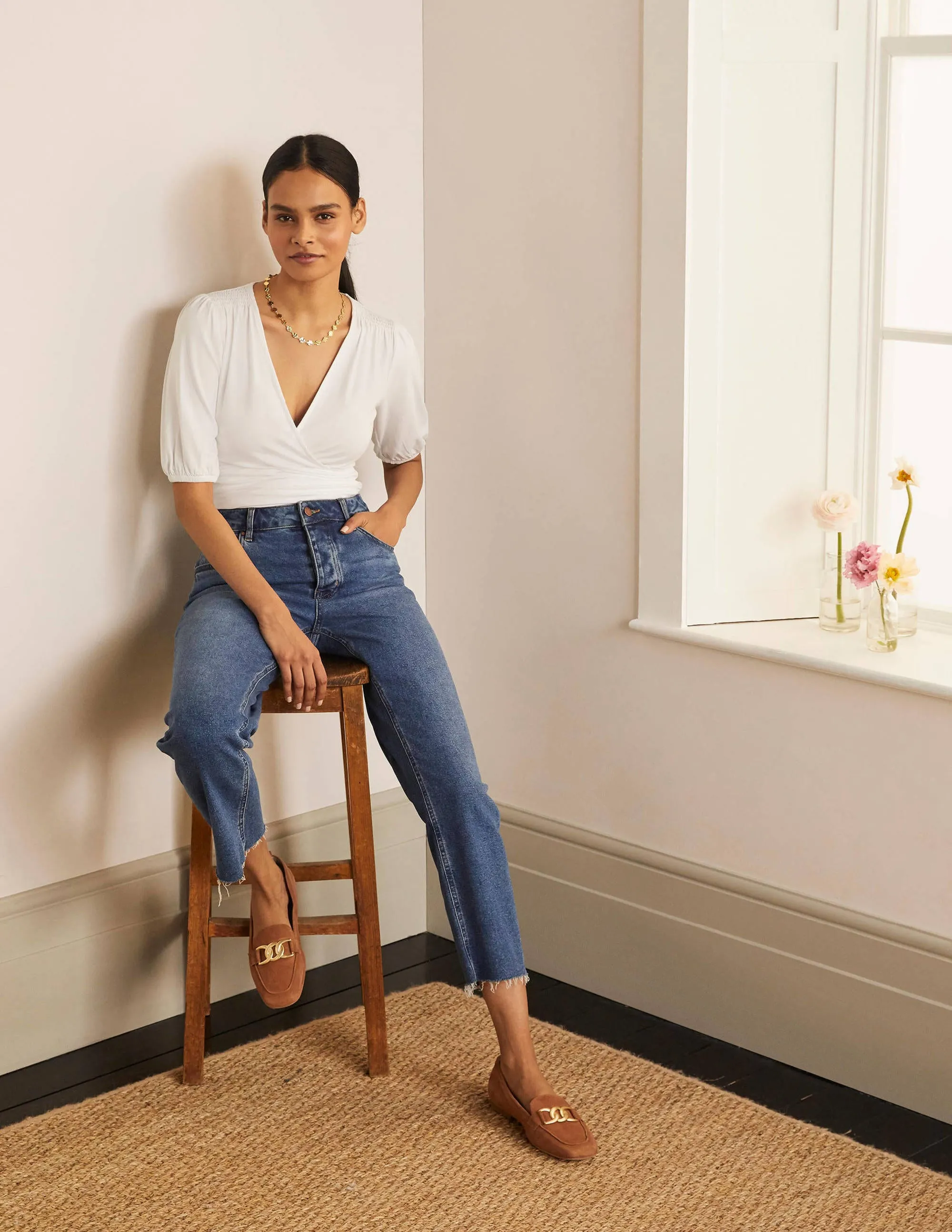 Joanna Wrap Top-White
