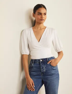 Joanna Wrap Top-White