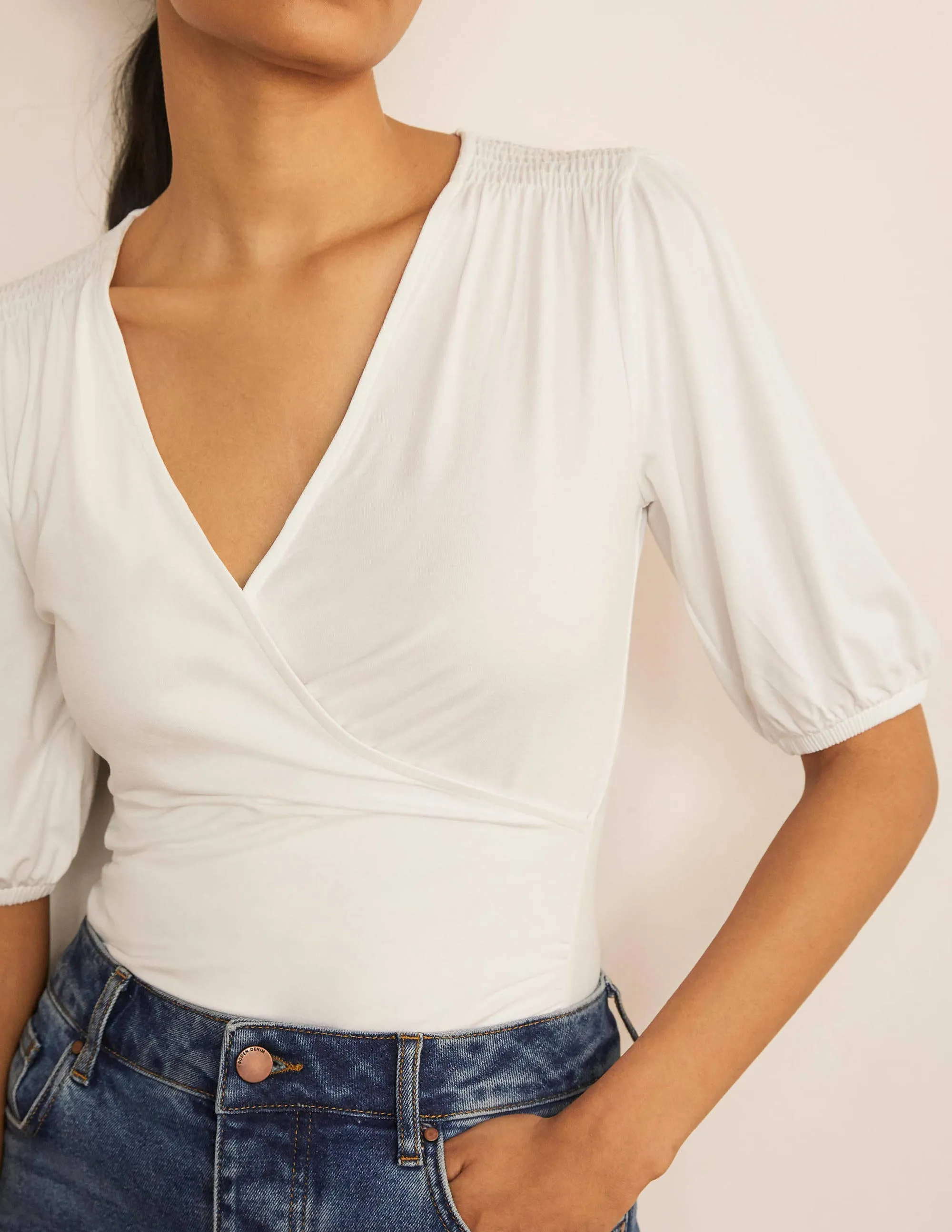 Joanna Wrap Top-White