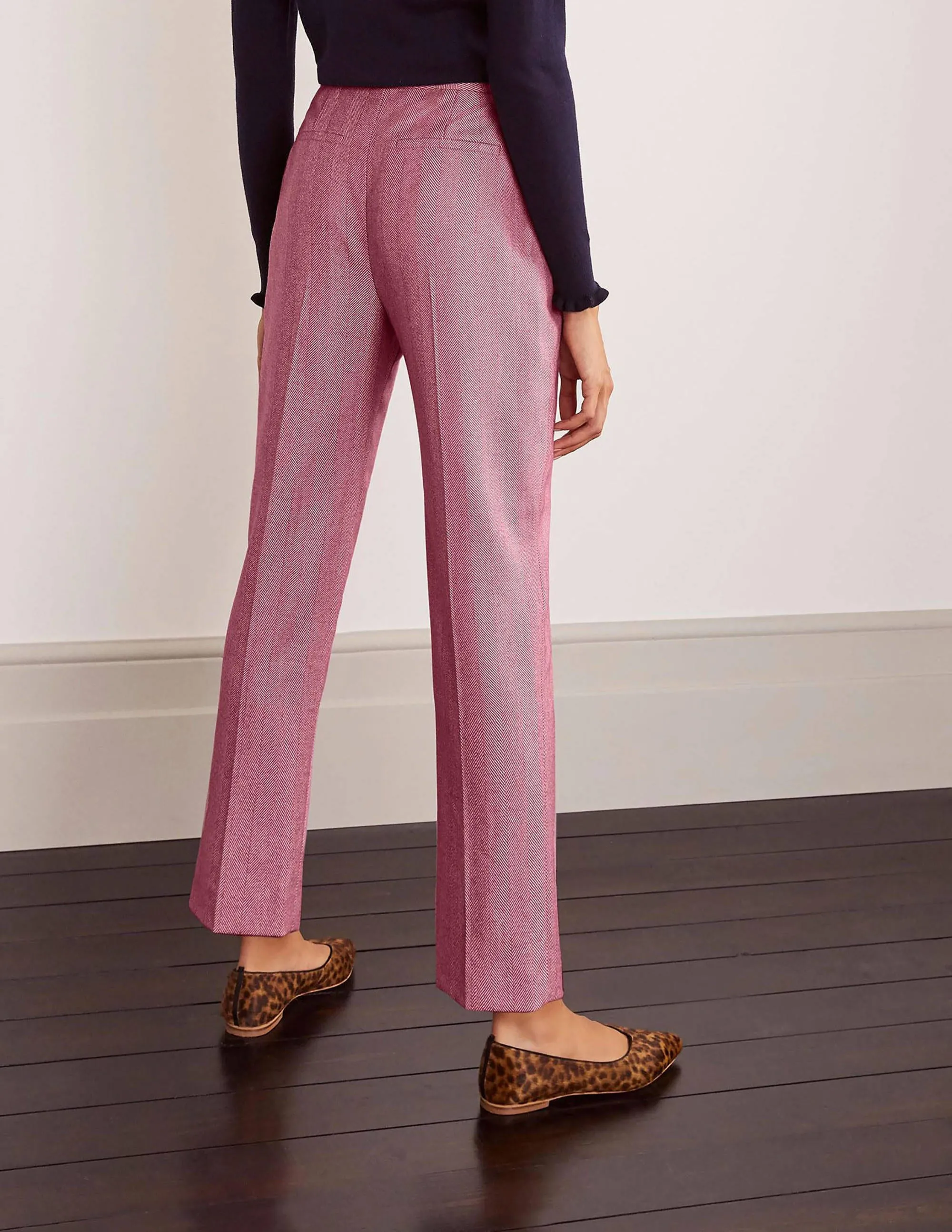 Kennford Tweed Trousers-Pink Herringbone
