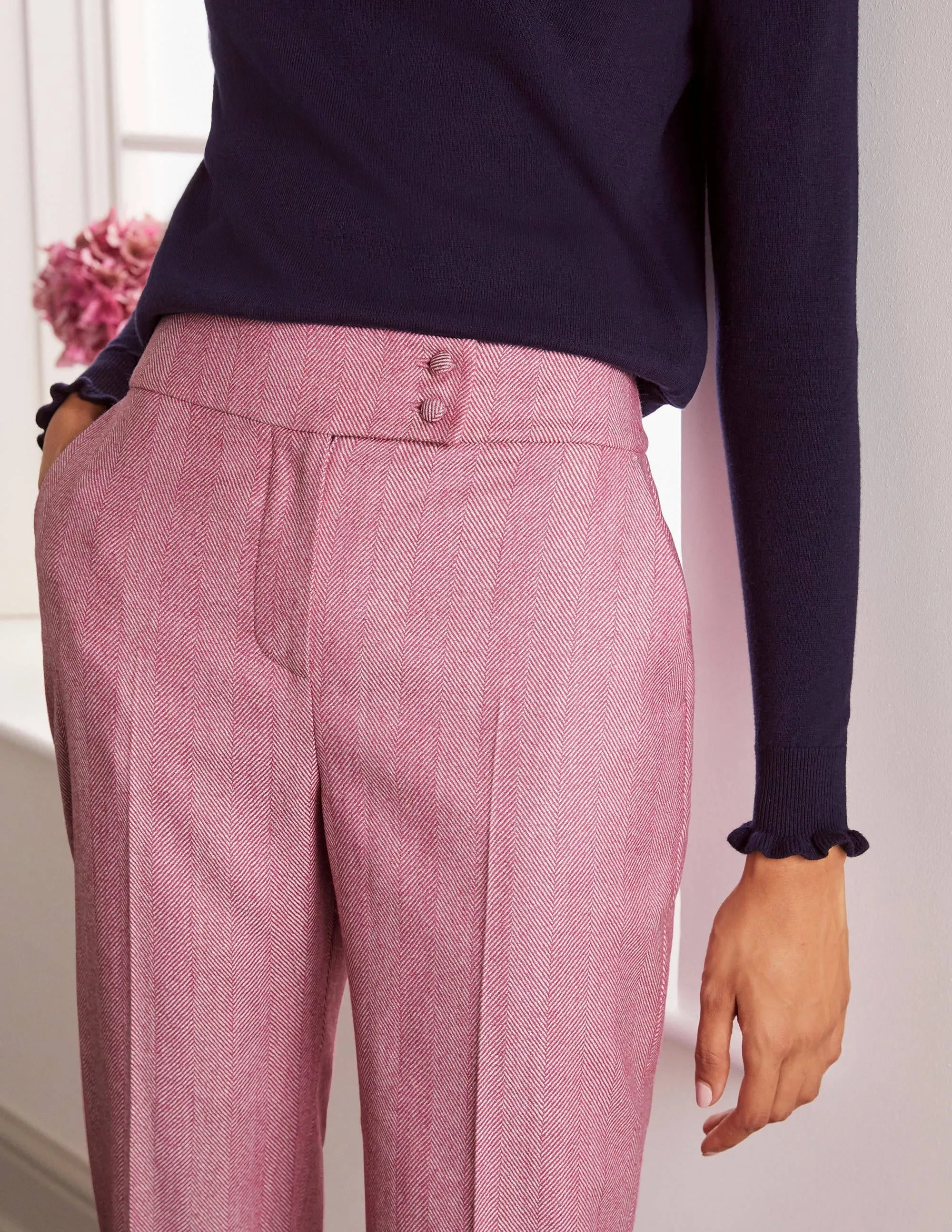 Kennford Tweed Trousers-Pink Herringbone