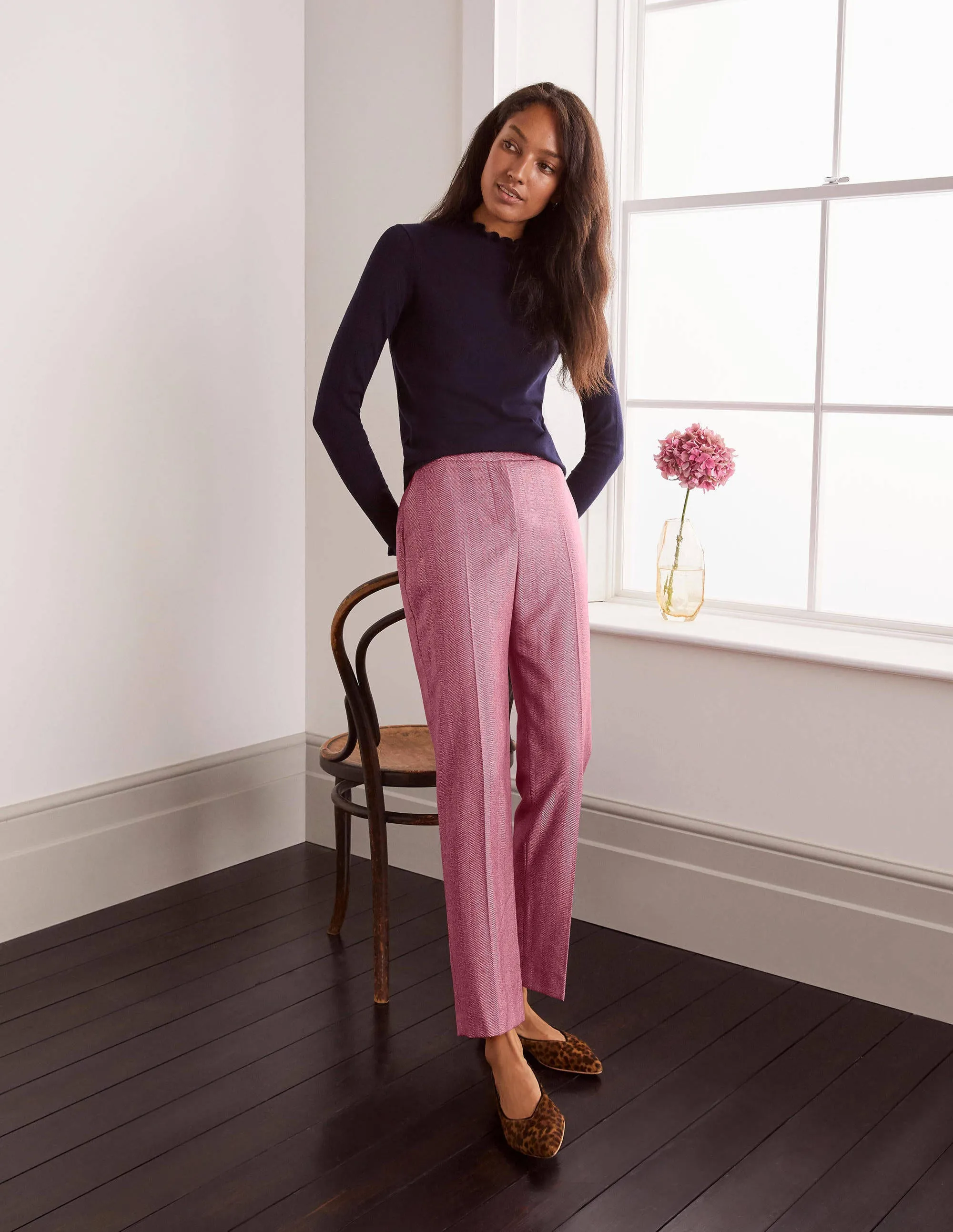 Kennford Tweed Trousers-Pink Herringbone