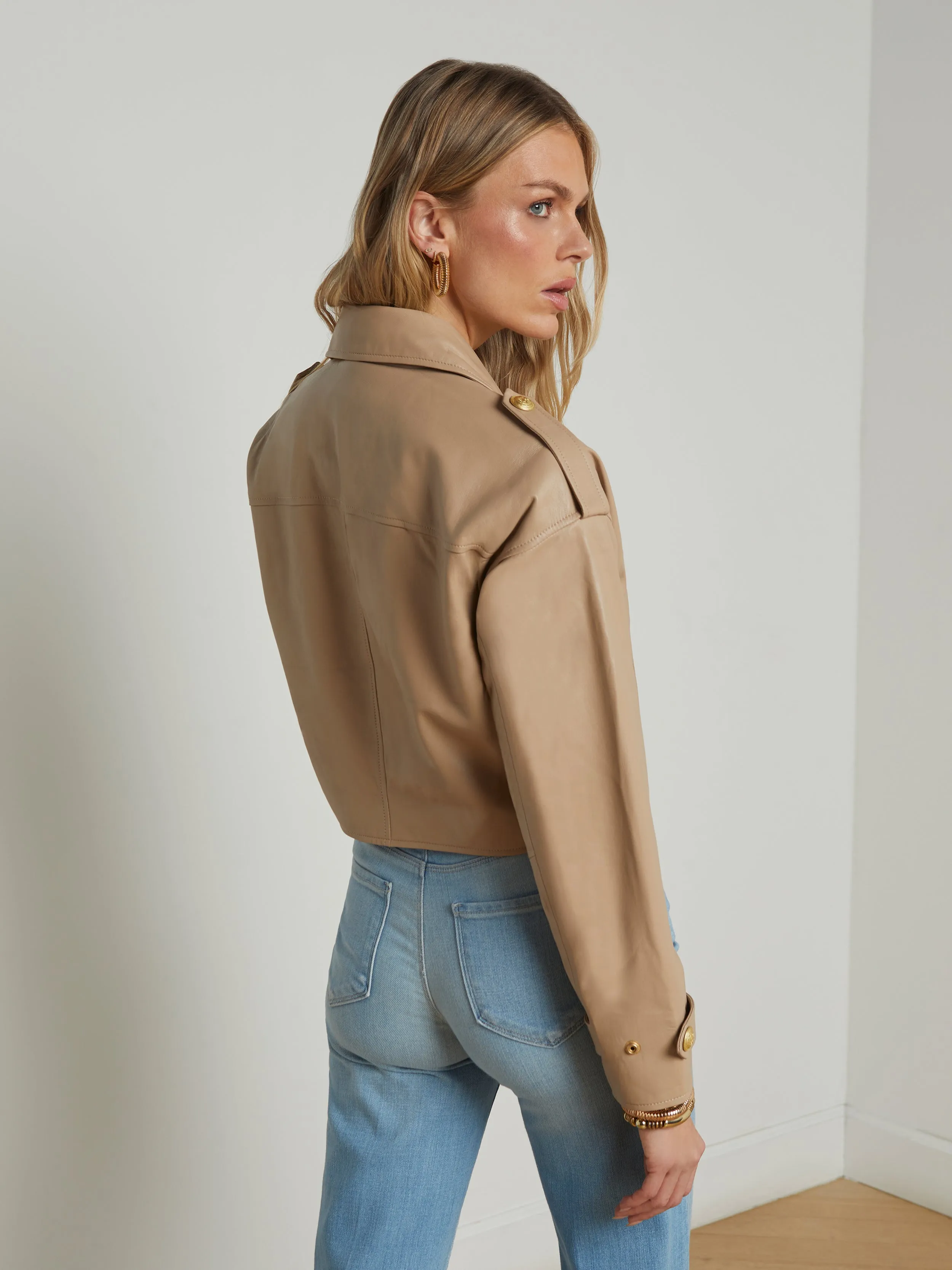 Kento Cropped Leather Trench Coat