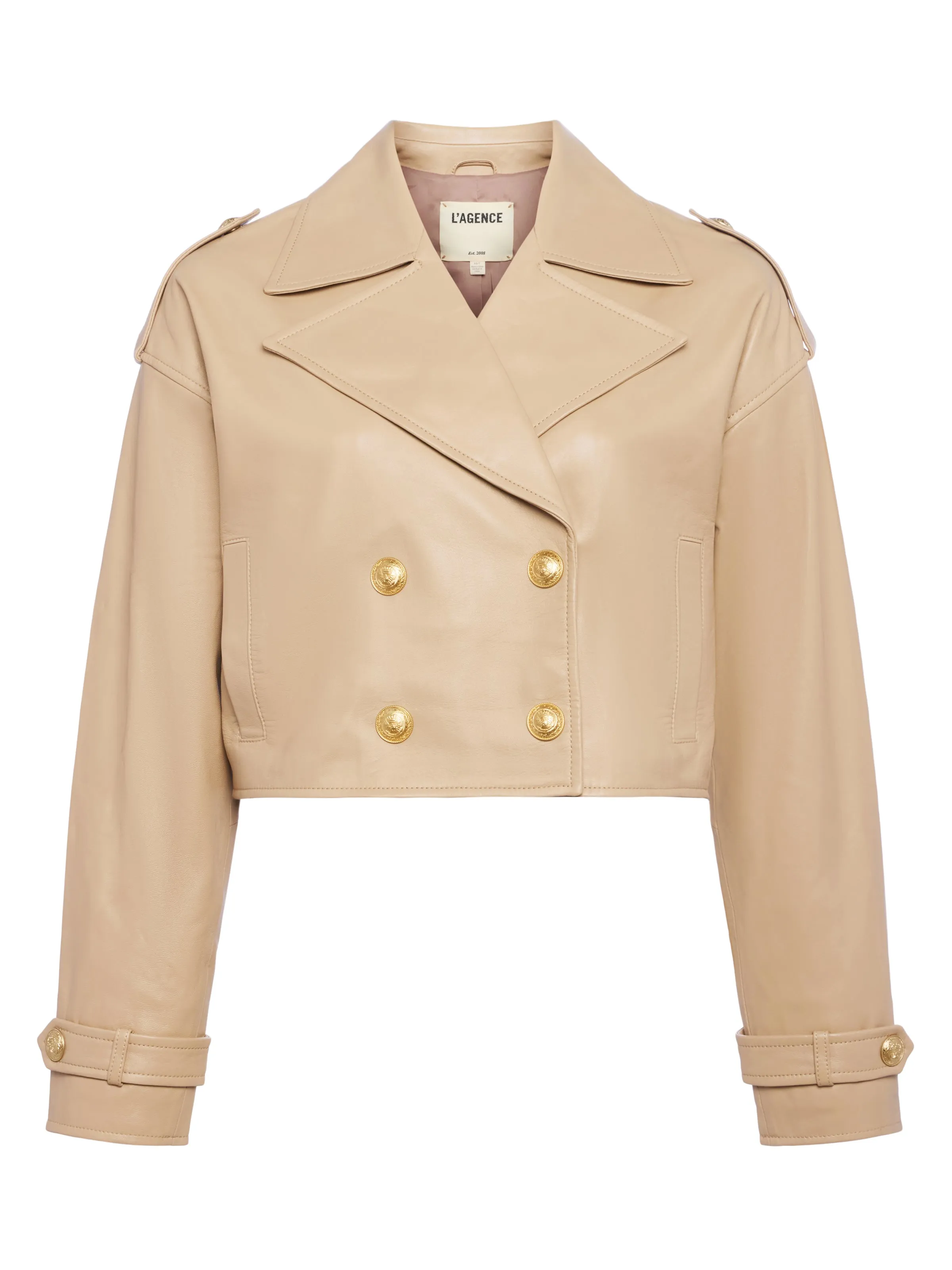 Kento Cropped Leather Trench Coat
