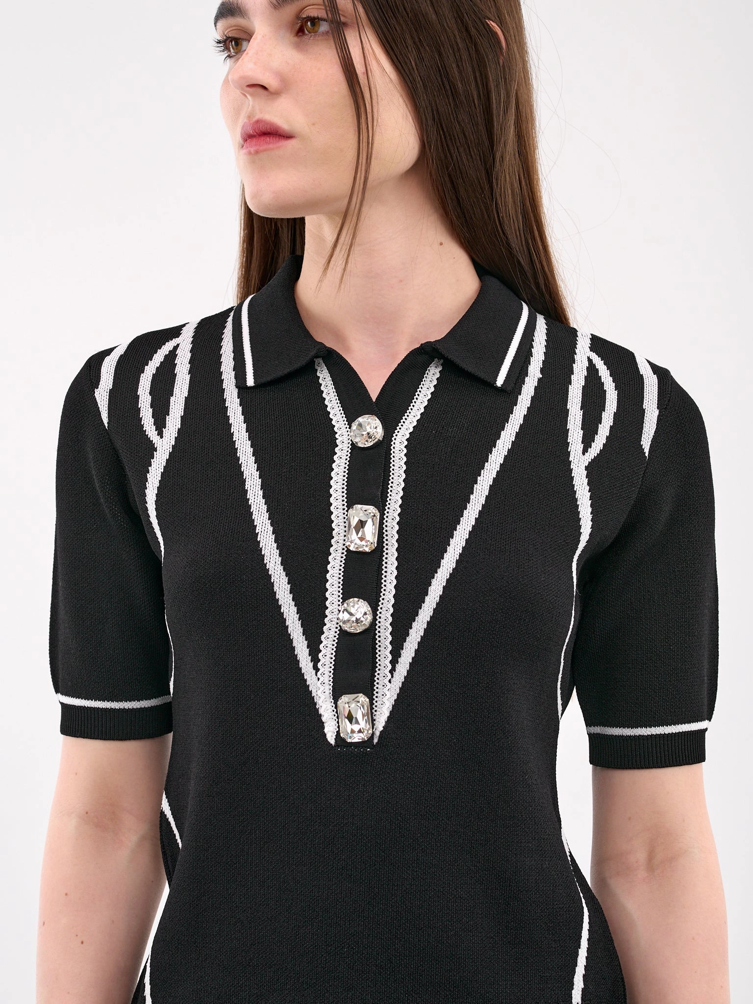 Knit Polo Top (KN046-BLACK)