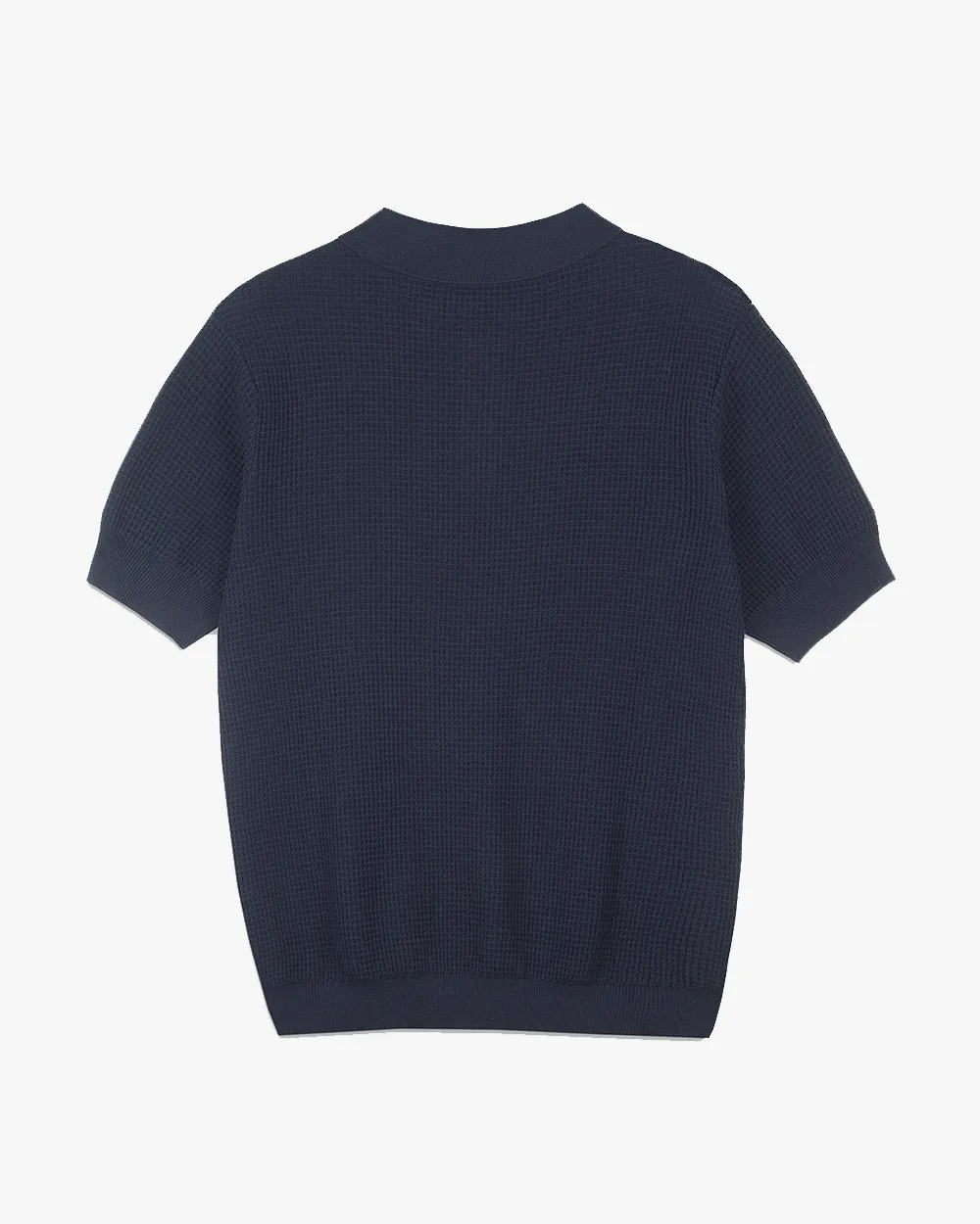 Le Mont St Michel Simoni Grid Knit Sweater Polo Shirt - Navy
