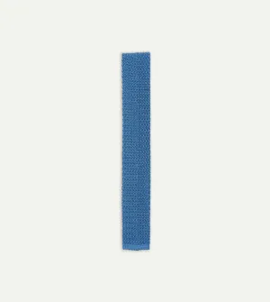 Light Blue Knitted Silk Solid Colour Tie