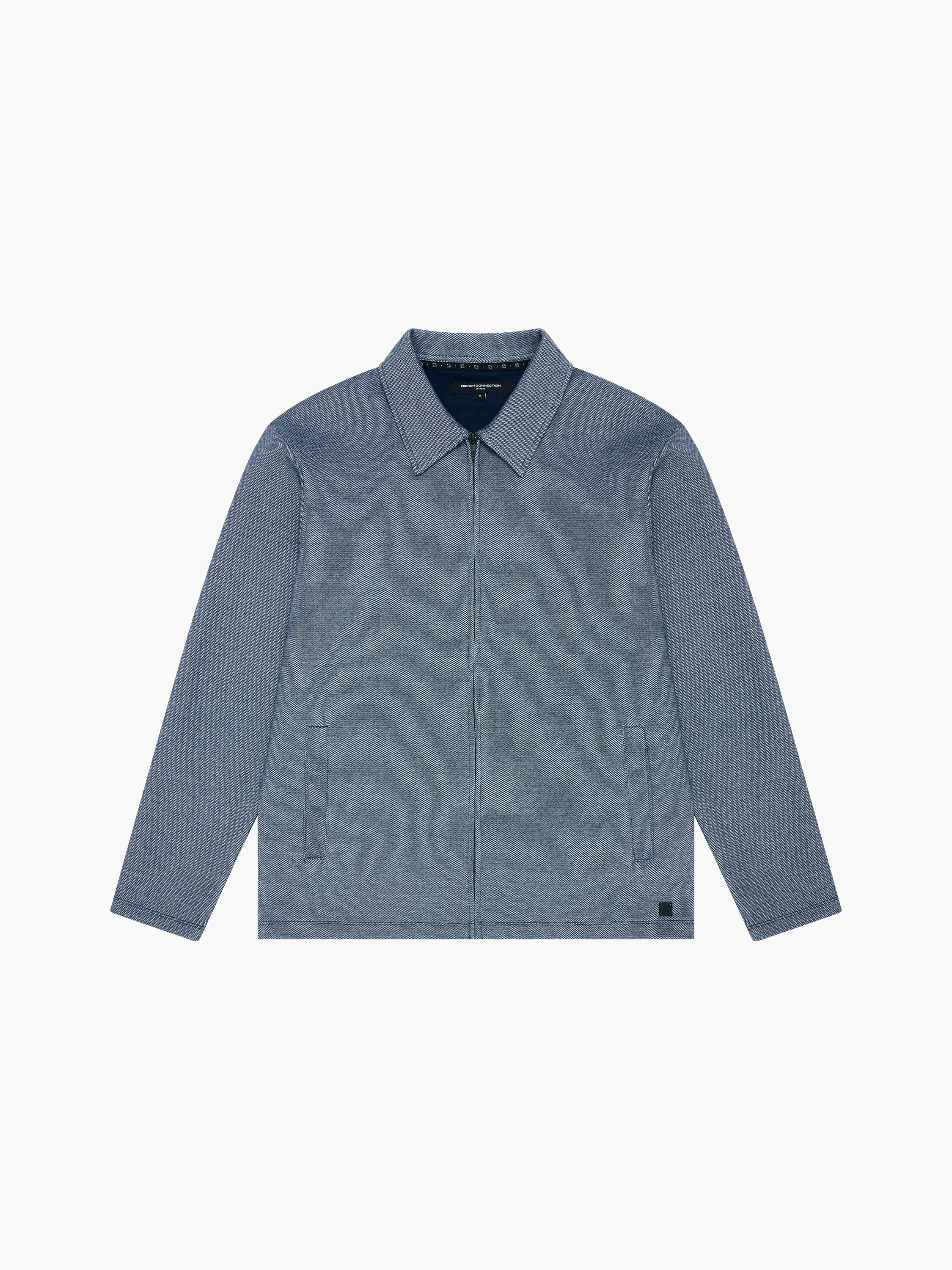 Long Sleeve Double Face Pique Zip Through Shirt