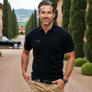 LSU Bellagio Buttonless Short Sleeve Merino Polo Black