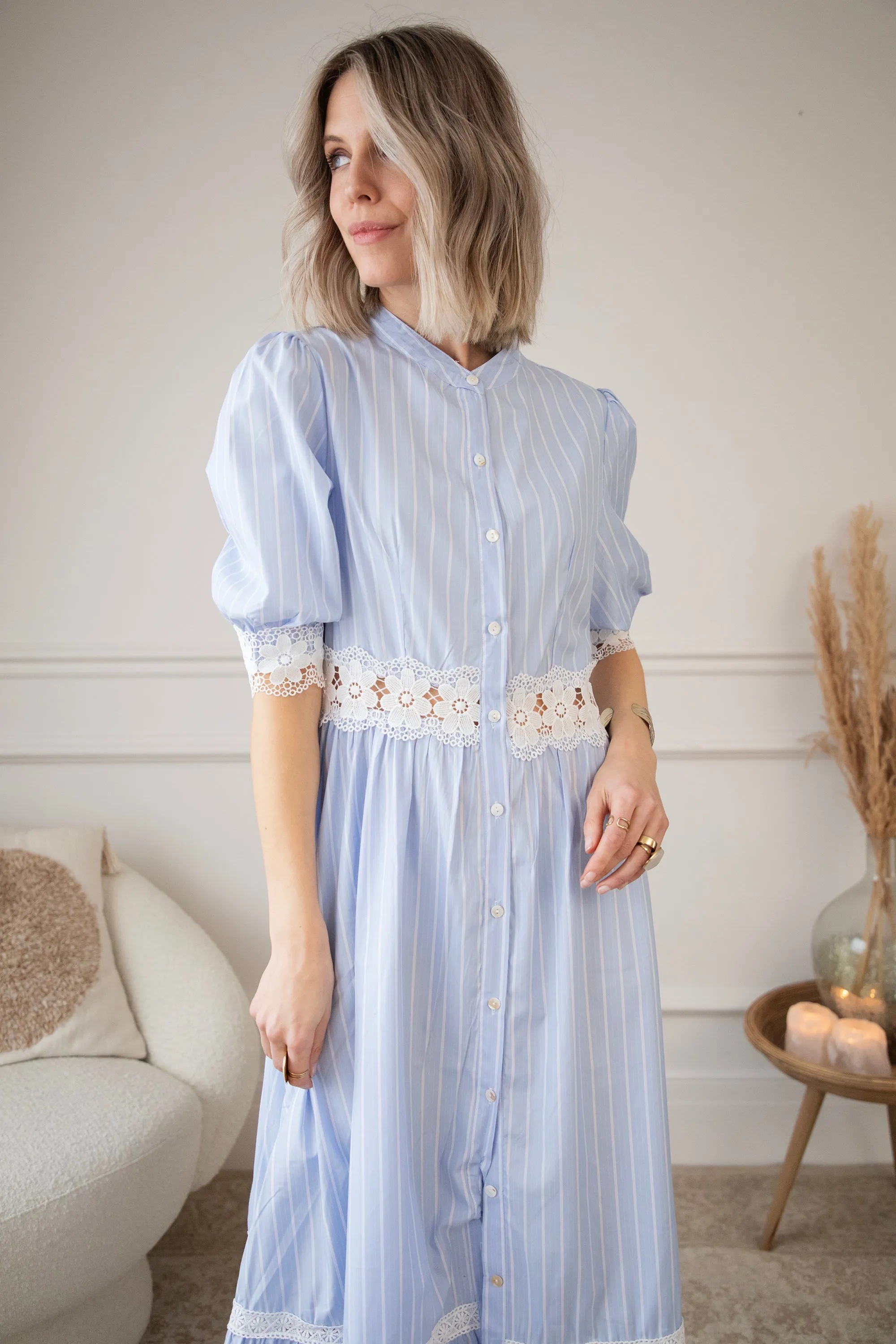 Melba Stripe Blue - Maxi Jurk