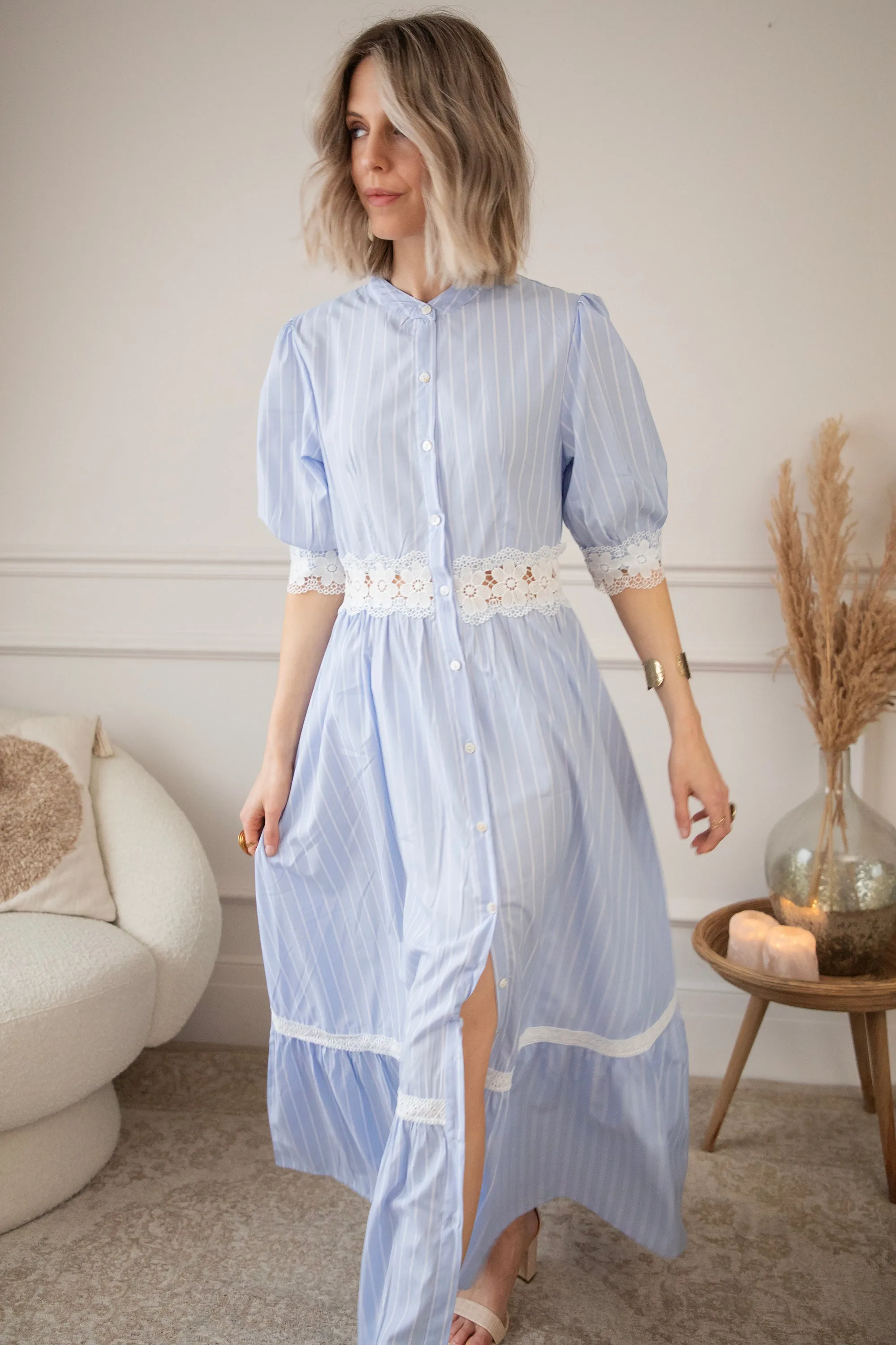 Melba Stripe Blue - Maxi Jurk
