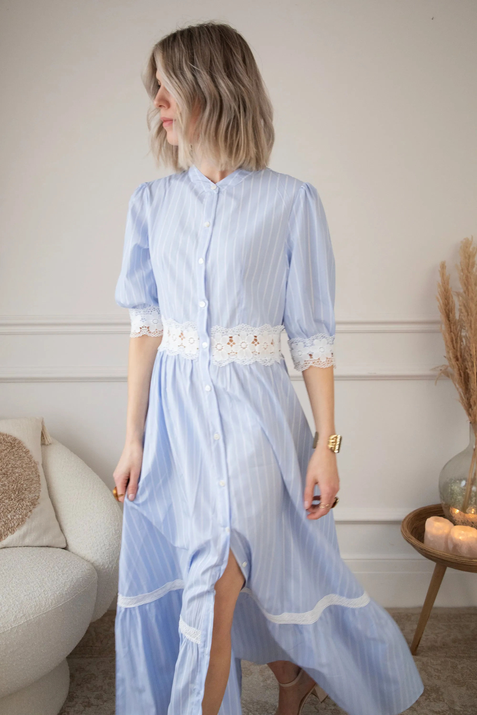 Melba Stripe Blue - Maxi Jurk