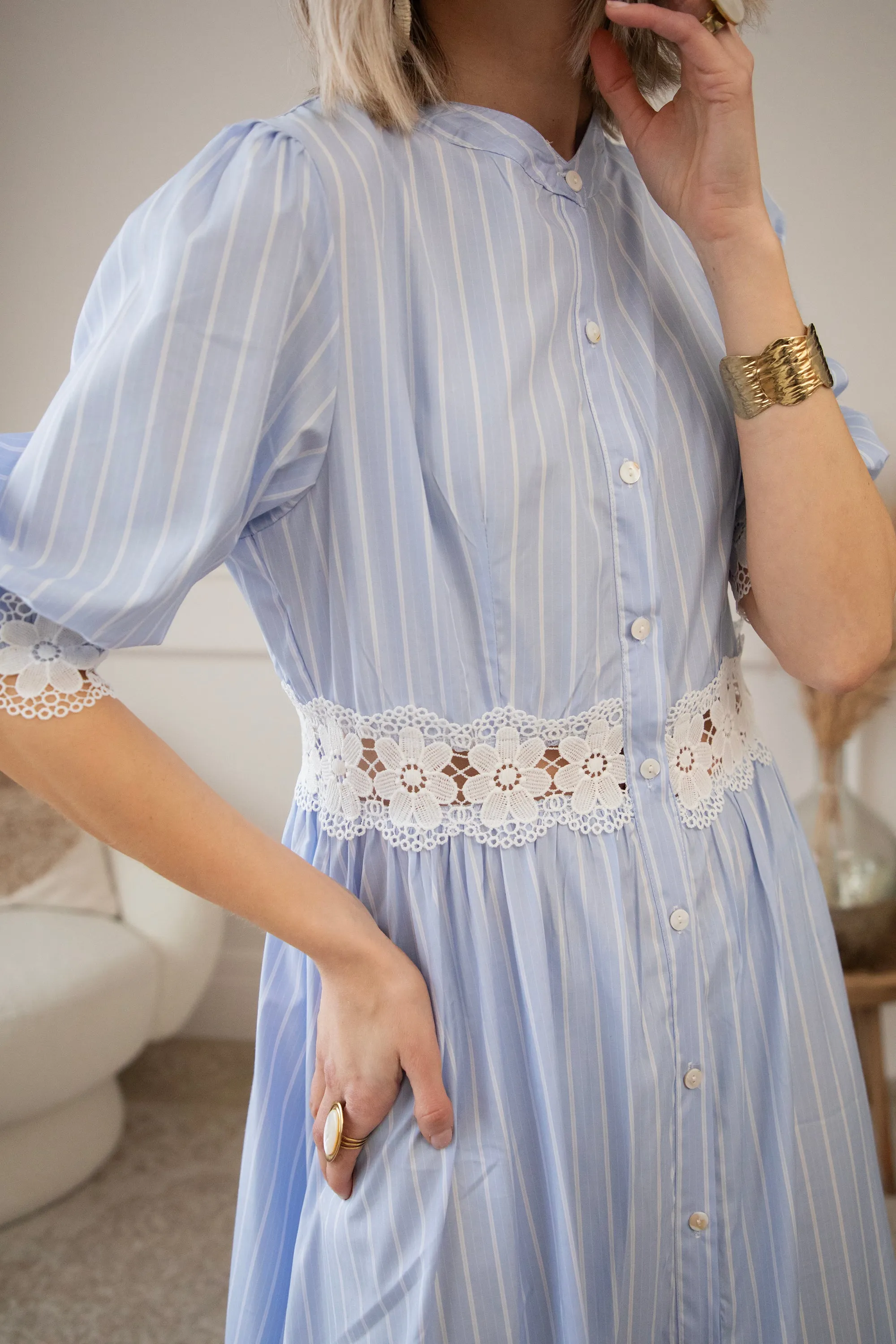 Melba Stripe Blue - Maxi Jurk