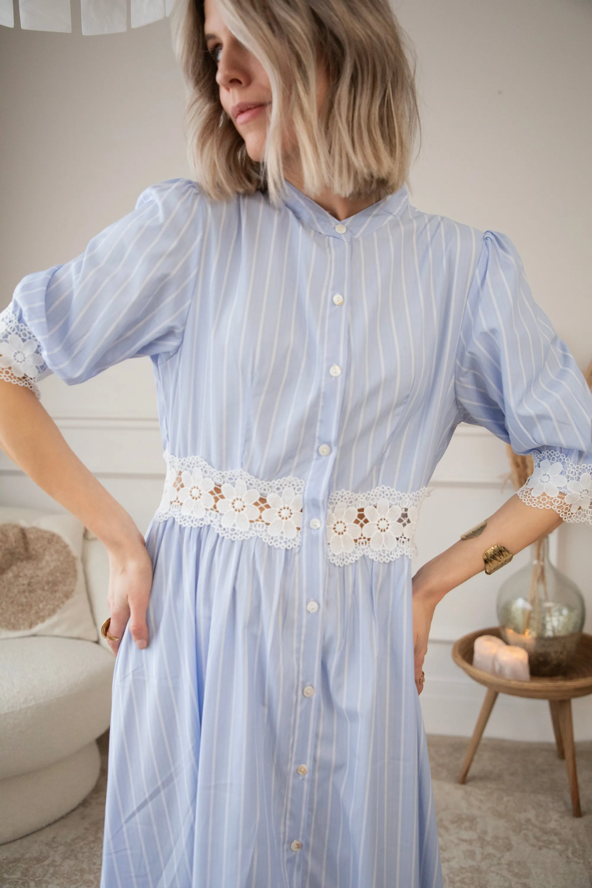 Melba Stripe Blue - Maxi Jurk