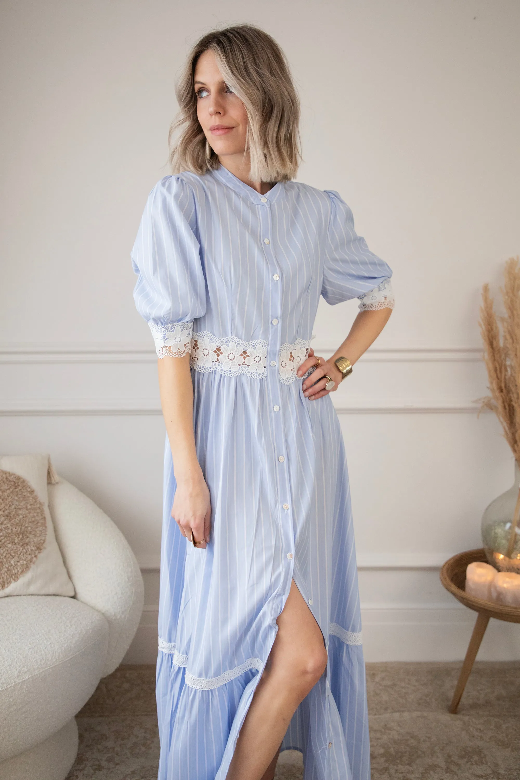 Melba Stripe Blue - Maxi Jurk