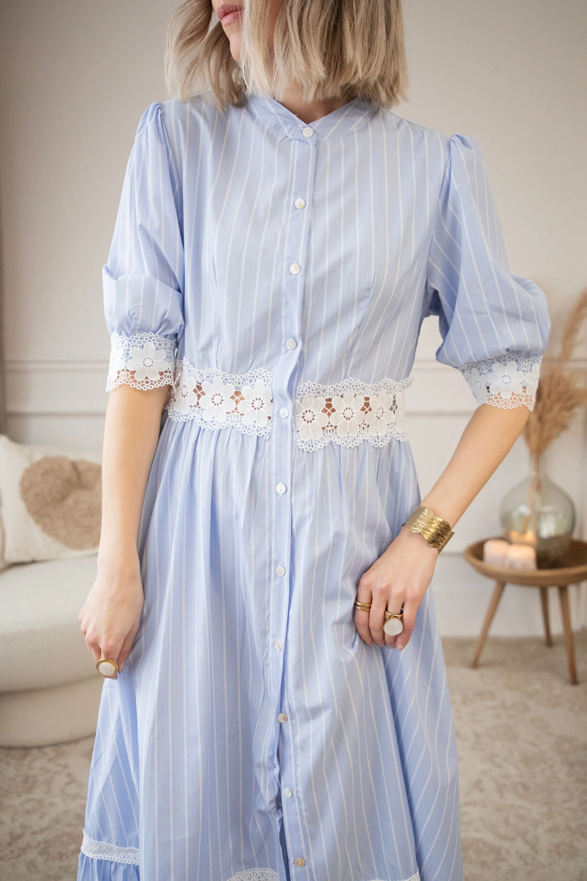 Melba Stripe Blue - Maxi Jurk
