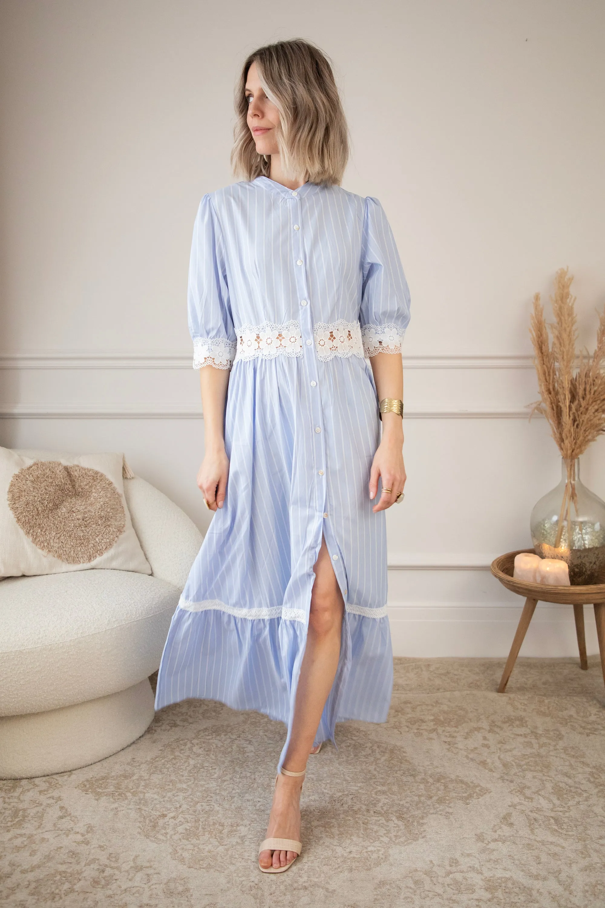 Melba Stripe Blue - Maxi Jurk
