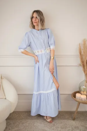 Melba Stripe Blue - Maxi Jurk