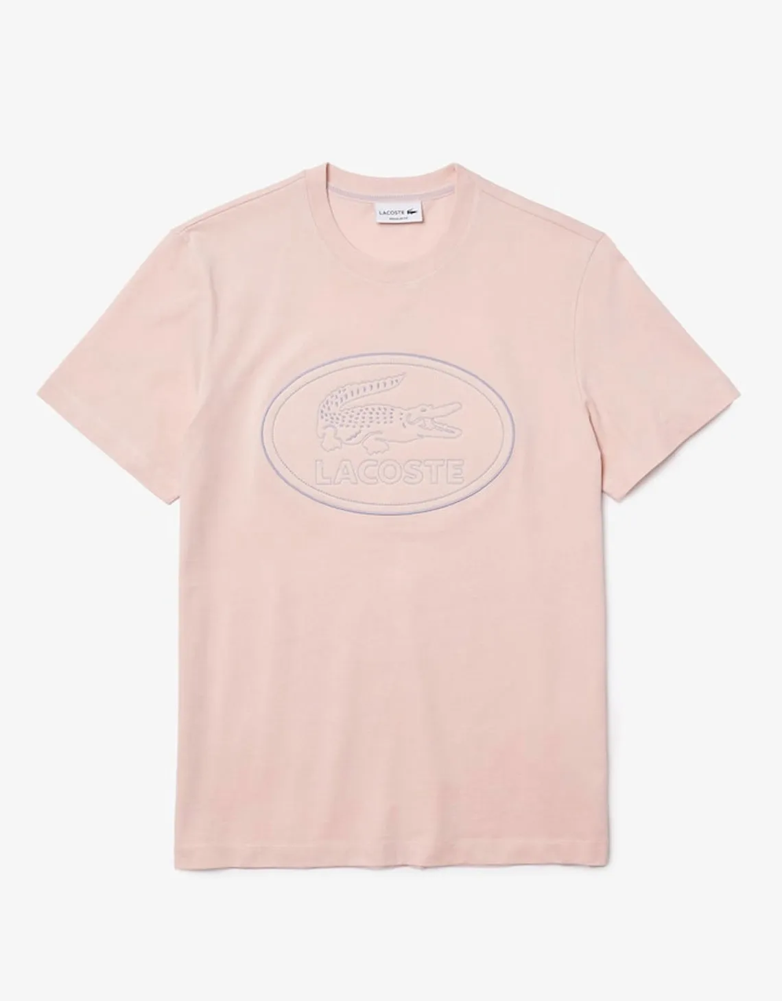 Men's Crew Neck Embroidered Logo Cotton T-shirt Light Pink
