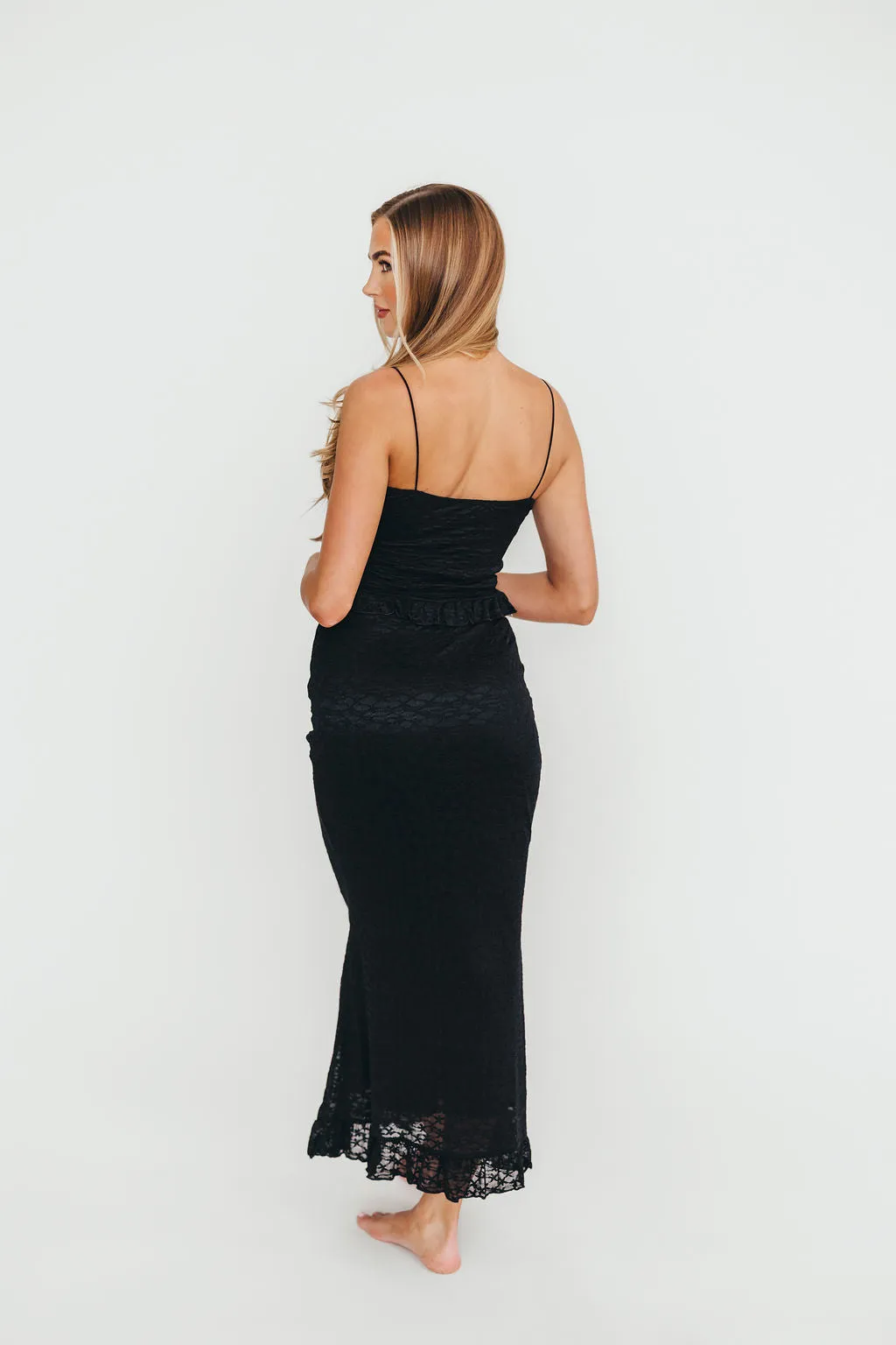 Mika Lace Cami/Skirt Set in Black